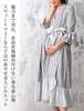 Sweet Mommy Maternity Pajamas Open Front Gown Type Hem Chiffon Room Wear Striped Gray M