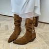 2026 New Autumn Pointed Toe Women Western Cowboy Boots Fashion Banquet Party Square Heels Knight Booties Shoes