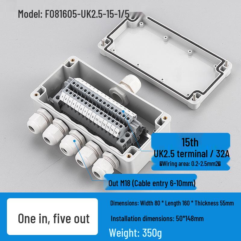 Waterproof Outdoor Junction Box with Cable Terminals