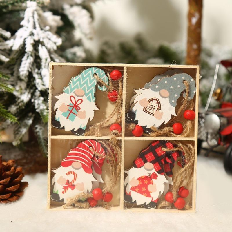 12pcs Christmas Gnome Wooden Pendant Christmas Decorations For Home 2025 Cristmas Ornament Xmas Gift Navidad Happy New Year 2025