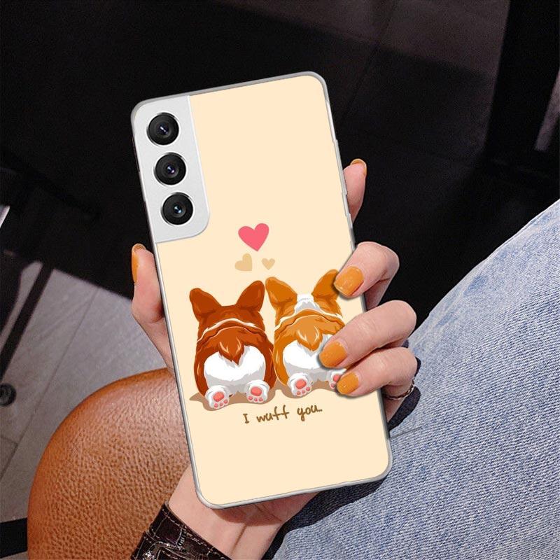 Cartoon Corgi Cute Dog Phone Case For Samsung Galaxy S24 S25 Edge S26 Ultra S23 S22 S21 Plus S20 FE + Personalized Print Cover G