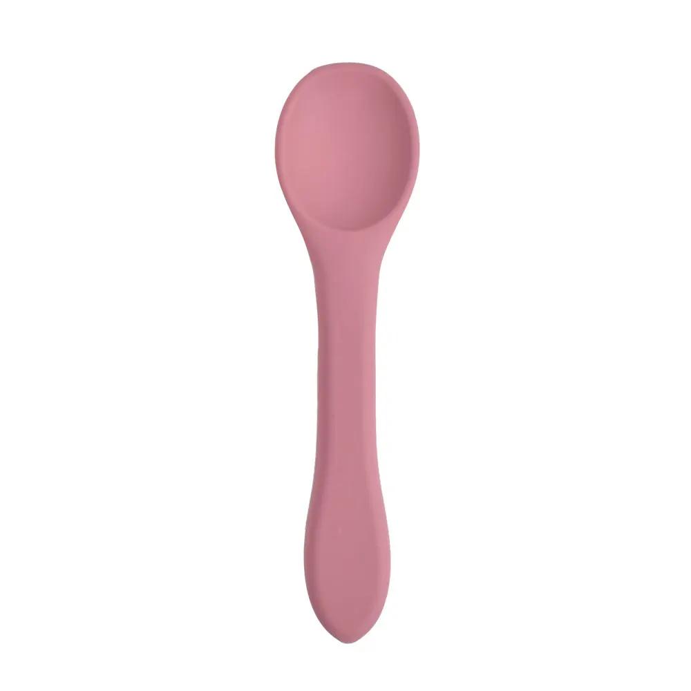 1PCS Full Silicone Spoon For  Utensils Food Grade Silicone Free Dishes Feeding Set Easy To Rinse  Tableware