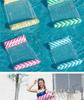 Portable Foldable PVC Striped Water Lounge Chair with Hanging Net - Single Inflatable Floating Bed