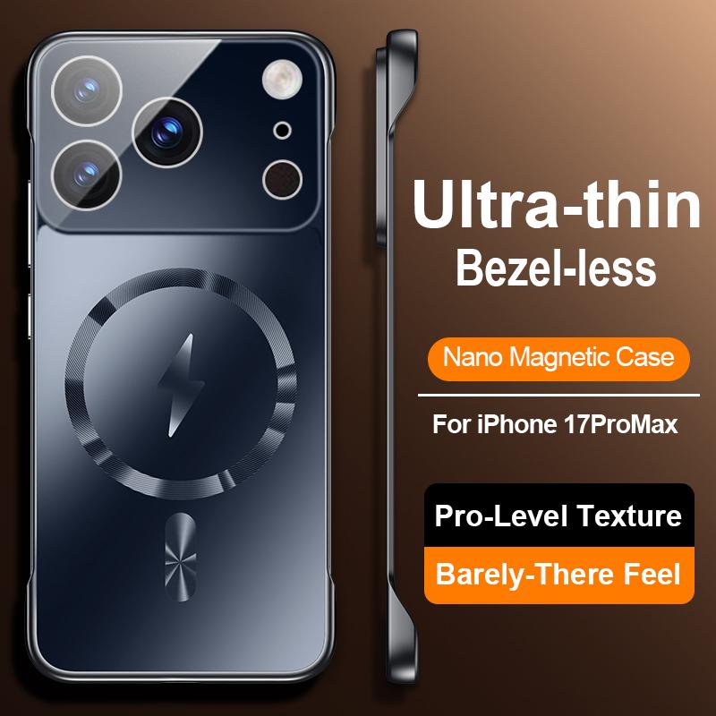 Custodia Magnetica Senza Bordi Ultra Sottile Per iPhone 17 Pro Max 16 15 14 13 Pro Max 12 11 Lusso Protezione Lente Placcatura Cover Rigida in PC per Telefono