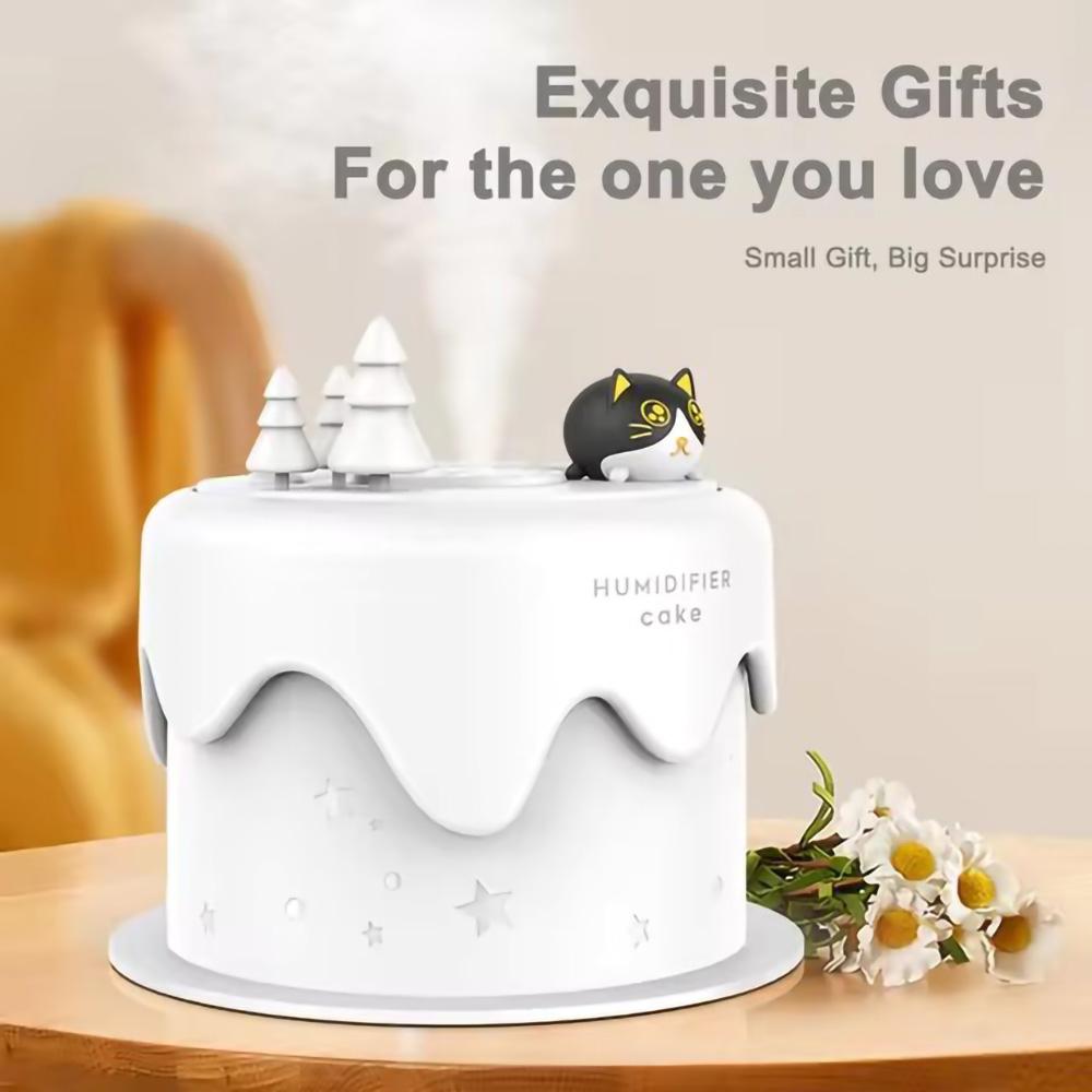 Cute Mini Small Cake Humidifier USB Night Light Desktop Household Use Cartoon Spray Humidifier Gift