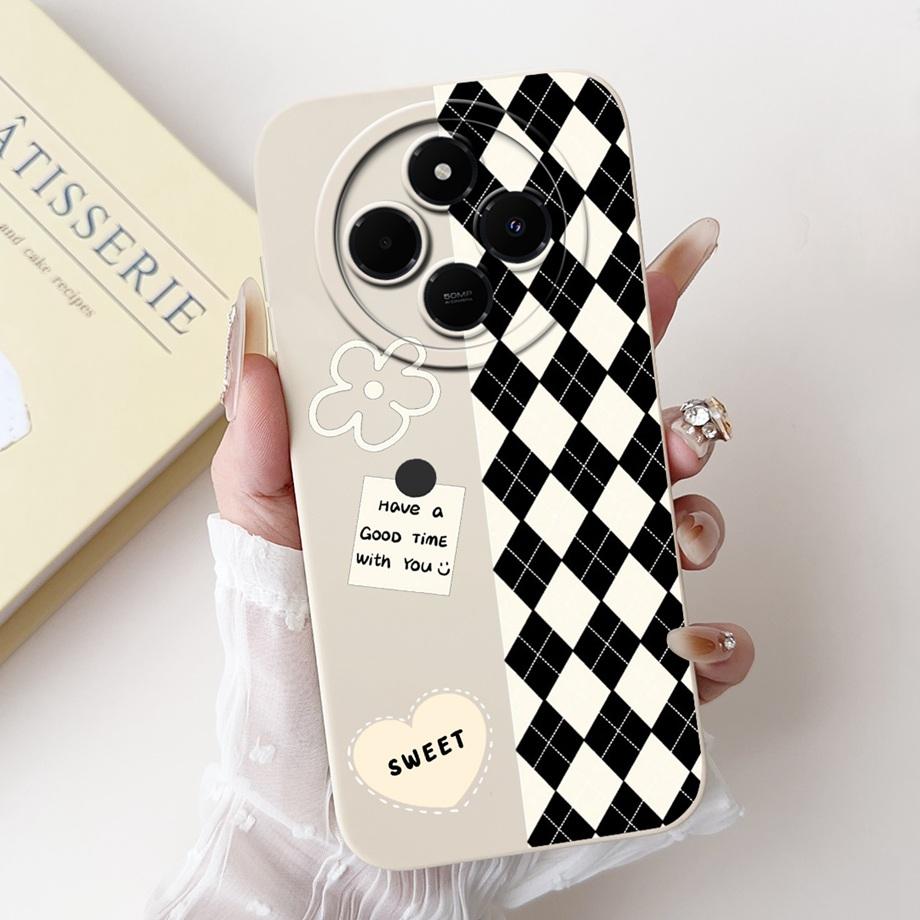 For Xiaomi Redmi 14c / Mi 14 Pro 14t Pro Case Liquid Silicone Soft TPU Back Cover Redmi14c Phone Funda Gothic Black Night Bumper