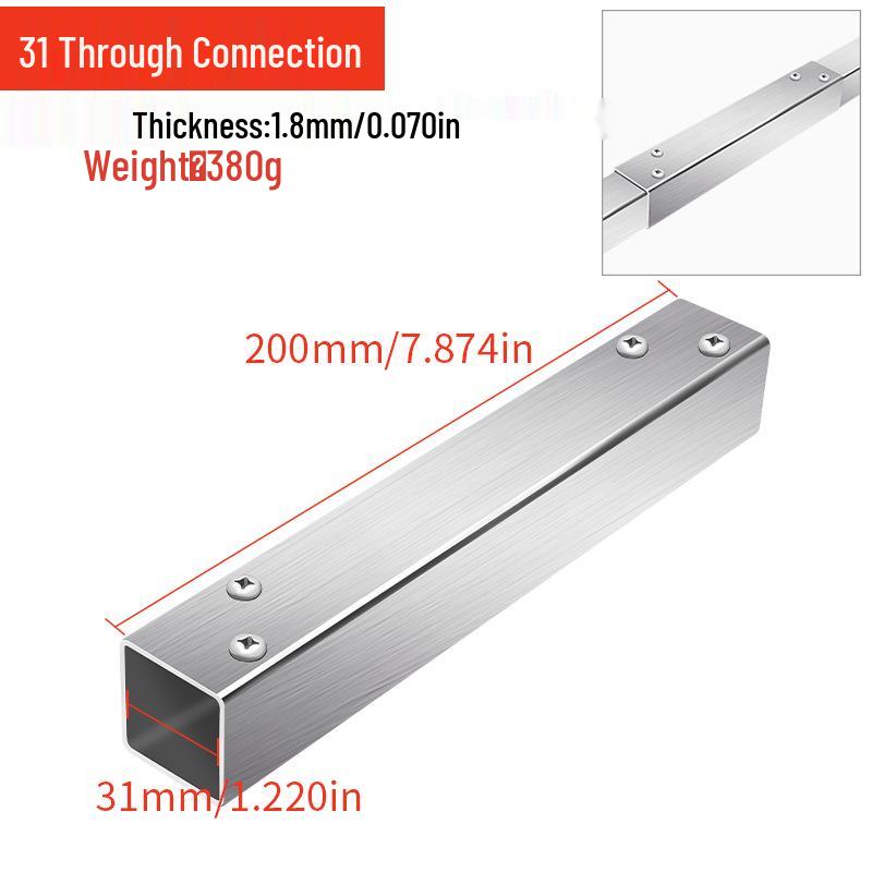 Stainless Steel Four-Way Tee Connector for Square Tubes - Weld-Free Fastener