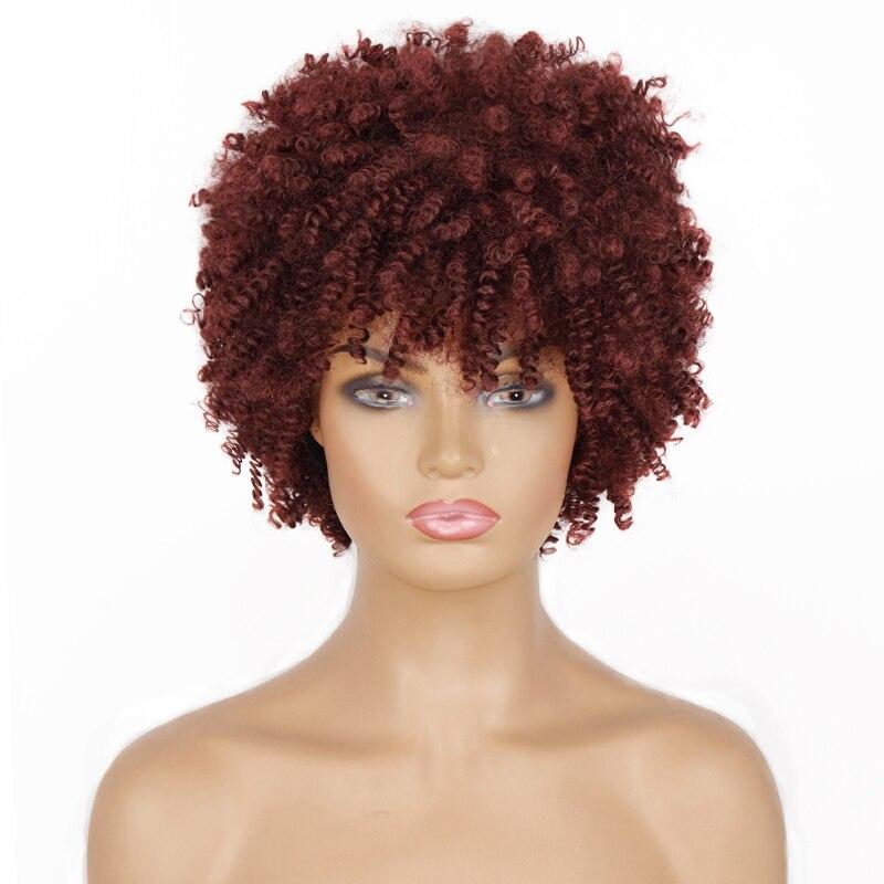 LISI HAIR 14inches Afro Kinky Curly Wig Synthetic Wig With Bangs Mixed Gray Brown and Blonde  Wig for Black Women Daily Wig