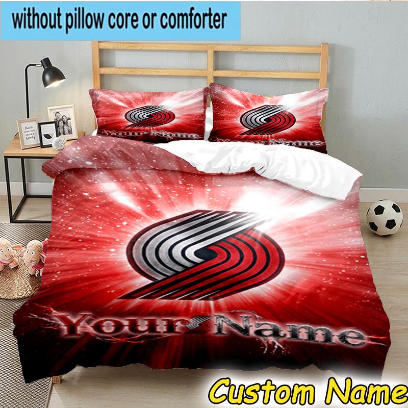 3pcs Custom Name Portland Blazers Artwork Bedding Set Includes 1 Duvet Cover & 2 Pillowcases for All Seasons Dormitory Home Decor Christmas gifts