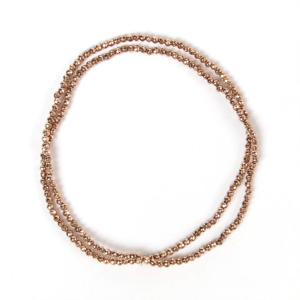 Handgefertigte Bastelfarbe, rosévergoldete Hämatitperlen, natürliche Rondelle-Perlen für Schmuckherstellung, DIY-Charms, Armband-Zubehör, 38,1 cm