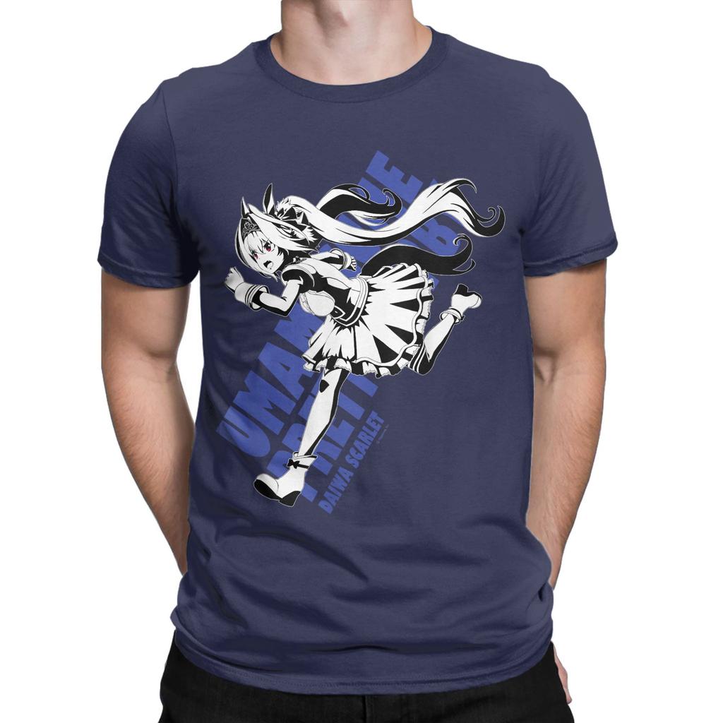 Awesome Umamusume Pretty Derby Daiwa Scarlet T-Shirt Men Round Collar 100% Cotton T Shirt  Short Sleeve Tees Summer Clothing