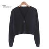 Women Spring Sweater Coat V Neck Long Sleeves Solid Color Single-breasted Cardigan Lady Thermal One Size Knitted Cropped Female Clothes