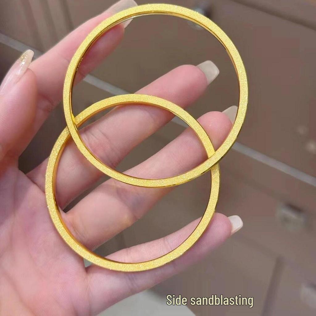 Gold Plated Sandblasted Bangle: Women's Luxury Simulated Gold Wedding Bracelet