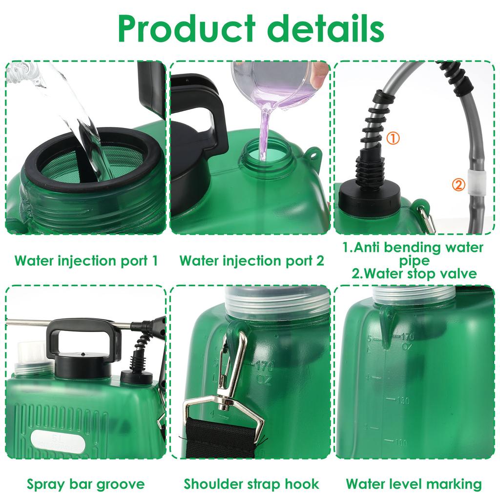 Battery Powered Sprayer with 4 Mist Nozzles 2000mAh Electric Sprayer 5L Weed Sprayer Portable Lawn Sprayer Pump with Shoulder