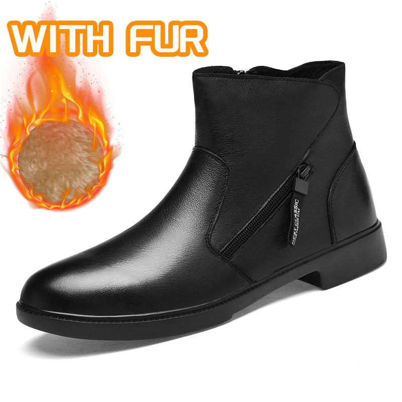 New Arrival Mens Short Boots Autumn Winter High Top Casual Shoes Side Zipper Male Chelsea Boots Solid Color Business Shoes Botas
