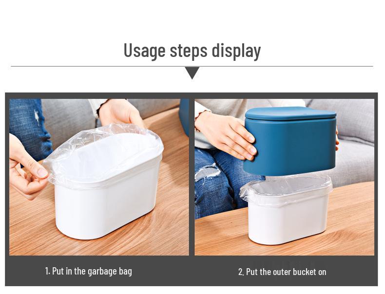 Nordic Eco-Friendly Push-Top Desktop Trash Can with Lid for Living Room