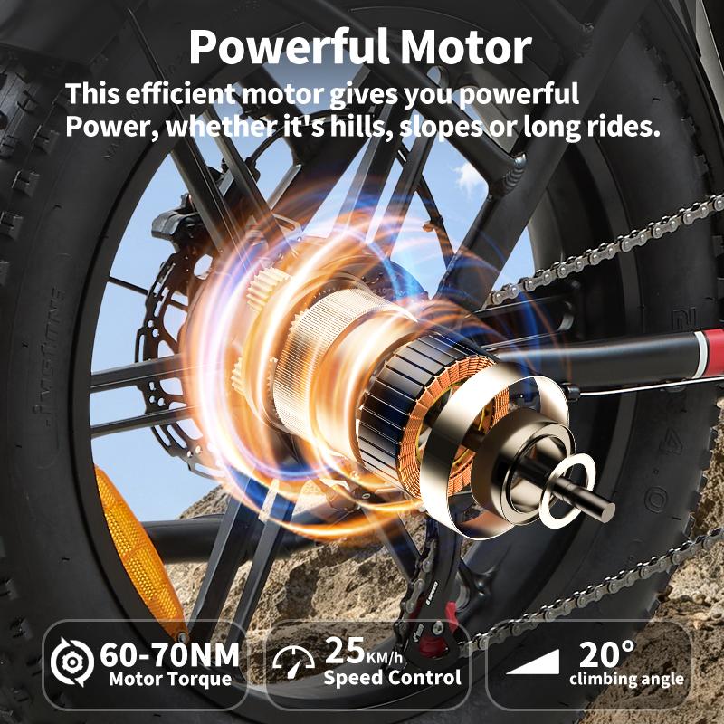 Elcykel Burchda U8 500W Motor 48V 31.5Ah Avtagbart Batteri 20"x4.0" Däck Dubbla Skivbromsar 7 Växlar Maxräckvidd 100Km Maxlast 120kg