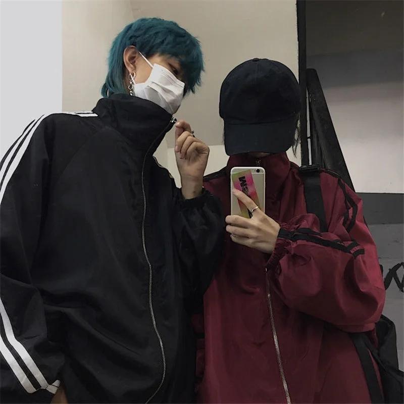 Oversize Jacken Damen Harajuku Sonnenschutz Koreanischer Windbreaker Jacke Mantel Reißverschluss Streetwear Frühling Herbst Oberbekleidung