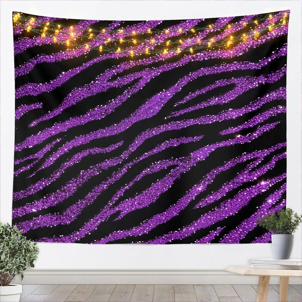 Zebra Wall Hanging Blanket Large Black White Glitter Tapestry for Kids Animal Print Wall Art Women Men Teens Geometric Stripes