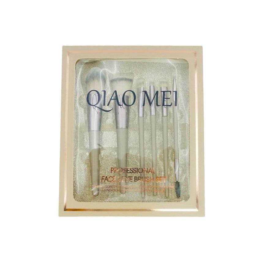 

QiAOMEI Stippling Makeup Brush Set - 6-Piece Solid Color Blush, Concealer, and Eyeshadow Brushes. 6 pieces серый