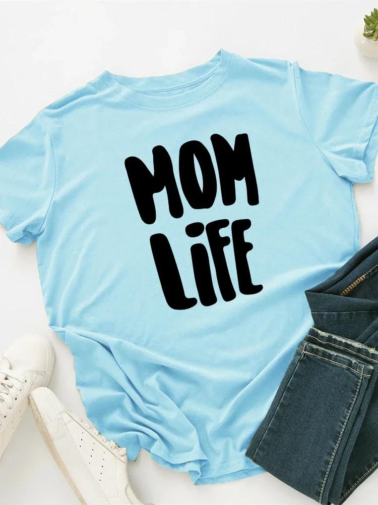 

Mom Life черная женская футболка с буквенным принтом и коротким рукавом, свободная женская футболка с круглым вырезом, женские футболки, топы, Camisetas Mujer XXXL небесно-голубой