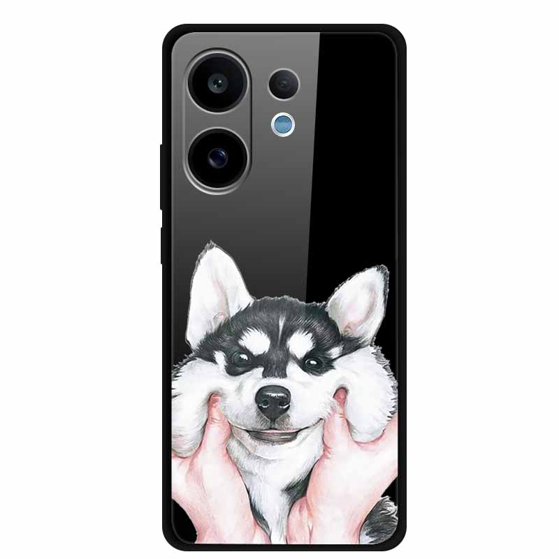 Tempered Glass Case For Vivo V60 2025 Phone Case 6.77" Cartoon Cats Hard Back Cover Soft Bumper For Vivo V60 5G Case V 60 Fundas