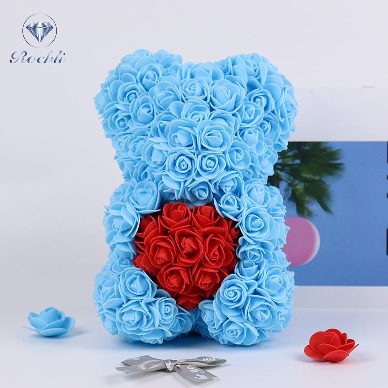 

Valentine s Day immortality flower rose bear gives girlfriend and child birthday gift simulated bear Christmas gift 18cm rose bear (without gift box)
