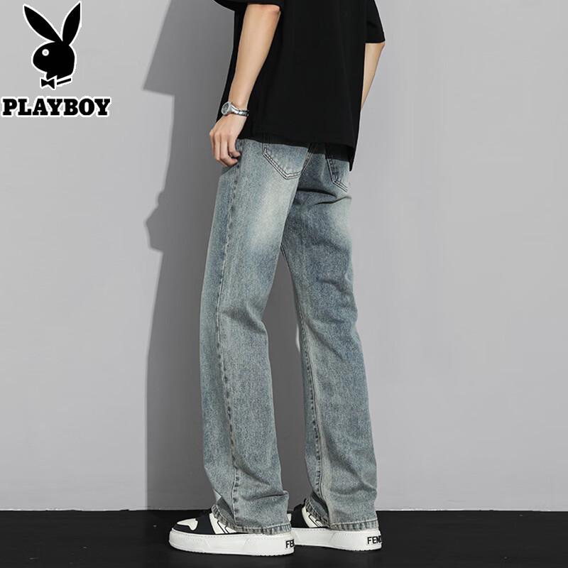 PLAYBOY Men's Loose Straight Micro-Flared Jeans