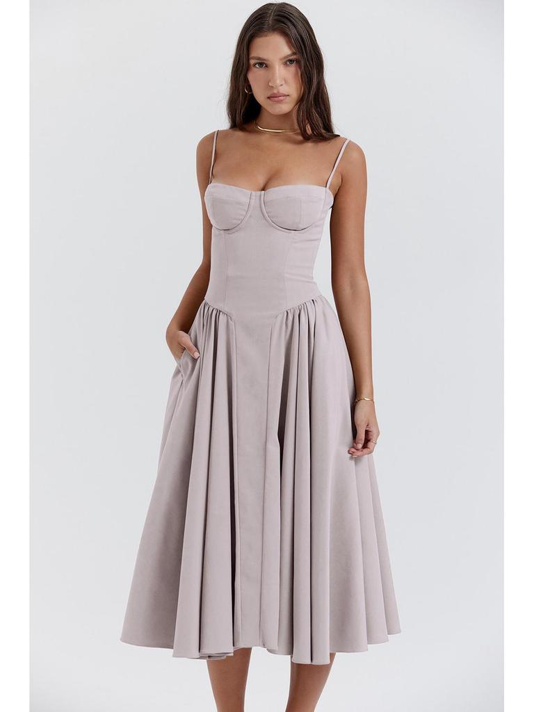 Summer New French Retro Long Dress - Court Style Spaghetti Strap Dopamine Outfit for Women