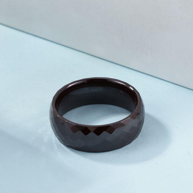 Koreanischer Modeschmuck Rhombus Keramik geschnitzter Unisex Ring, 8mm Personalisierter Schmuck