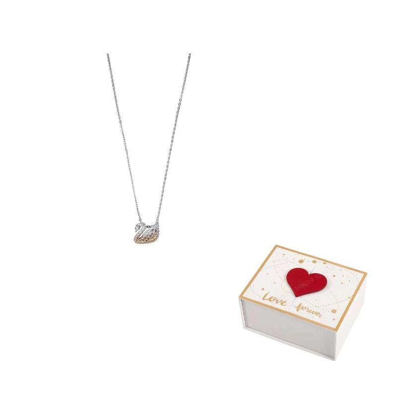 Swarovski Swan Faux Crystal Stone Necklaces Womens Gradient Yellow F-white gift box королевские желтого