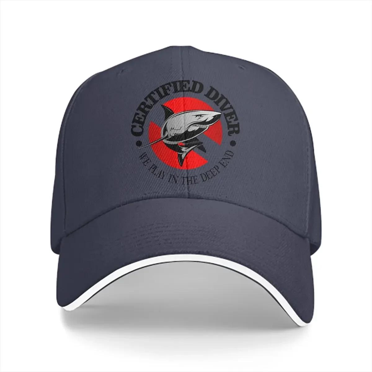 

Washed Unisexs Baseball Cap Certified Sports Snapback Caps Dad Hat Shark Scuba Diving Golf Hats One Size