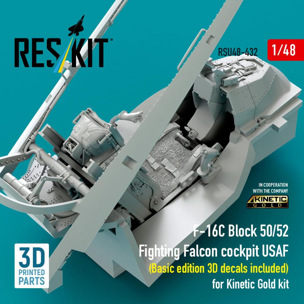 Reskit Block Cockpit Basic Version Plastic Model Parts 1/48 F-16C 50/52 (for Kinetic) RSKU48-0432
