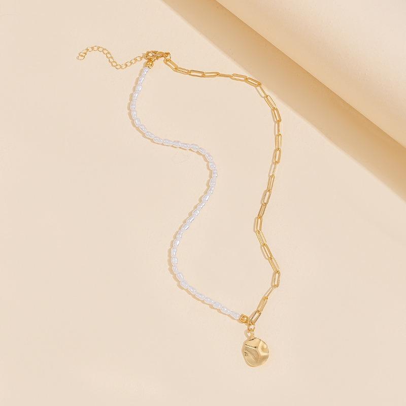 Women's pearl pendant design metal jewelry mix and match high-end personality trend necklace