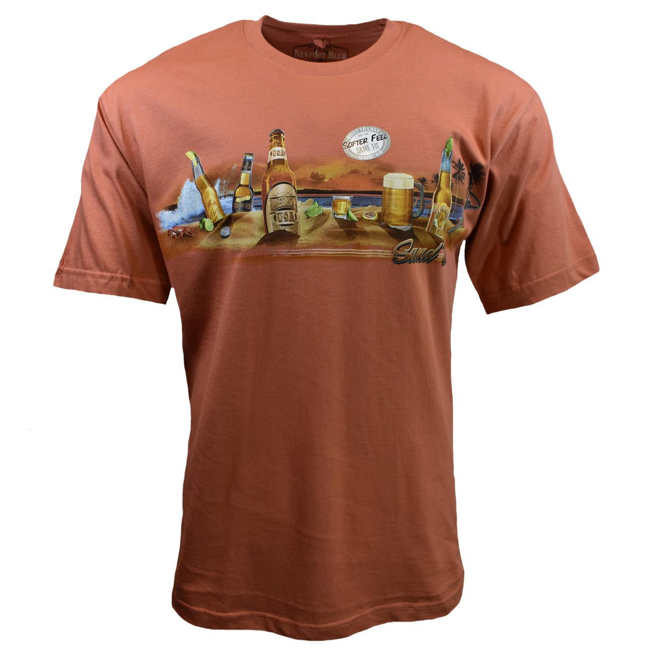 Men s T-shirt RELAX Beer & Beach Size Medium - Surf Newport Blue Brews Cerveza XL