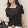 Women's Summer V-Neck Loose White T-Shirt, Korean Style, Plus Size Trendy Top