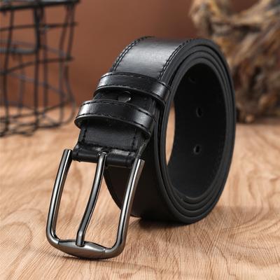 Men'S Pin Buckle Belt Pu Simple Green Pants Decorative Black Belt