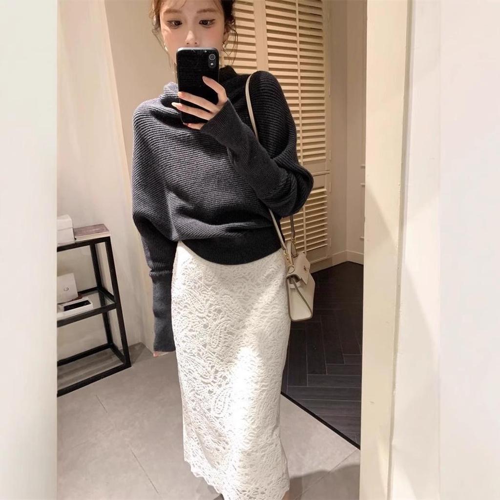 Women's 2025 Winter High-Neck Cowl Sweater: Chic Lazy Style Knitwear