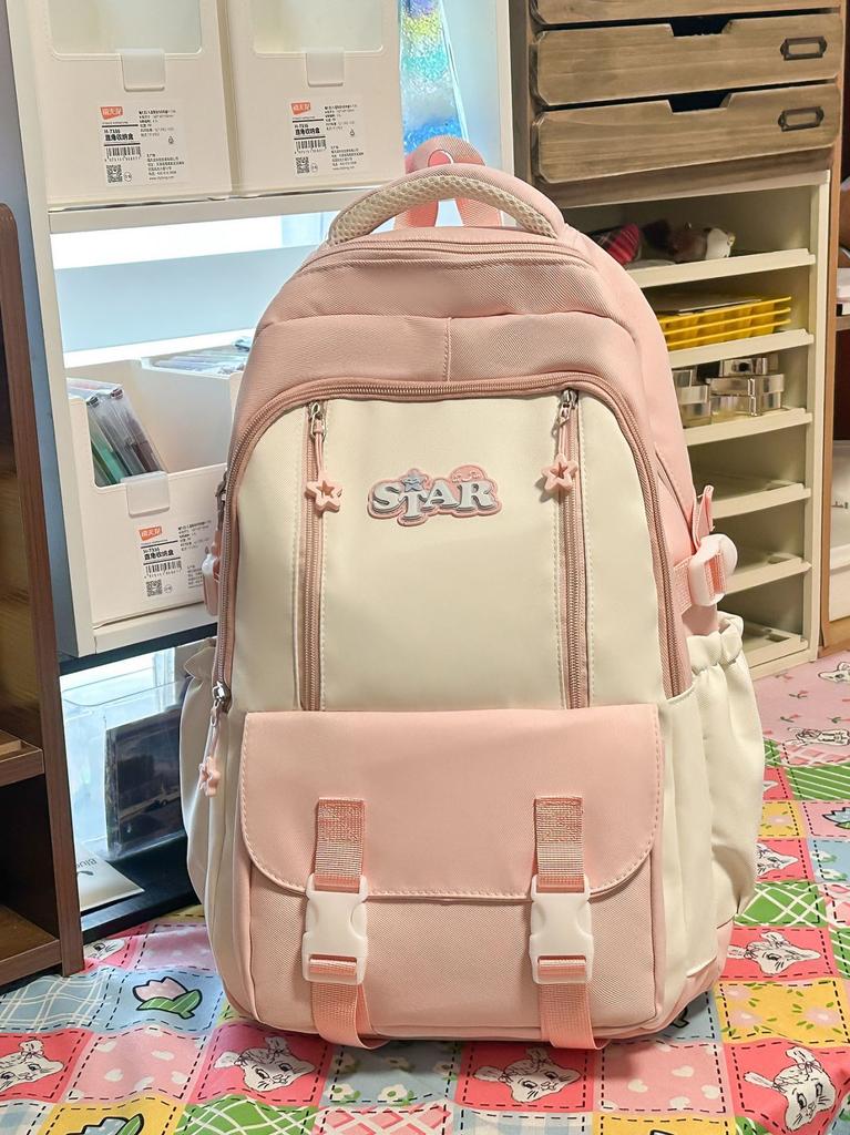 Schoolbag Cute Small Fresh Large Capacity Student Bag Female Splicing High Value Simple Backpack Fashionable Versatile Backpack
