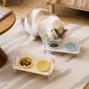 Ceramic Cat Food Water Bowl Double Bowls Pet Food Dispenser Cat Feeding Station  Wet Dry Food