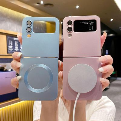 Samsung Z Flip6/7 Sulankstomas skysto metalo magnetinis silikoninis telefono dėklas