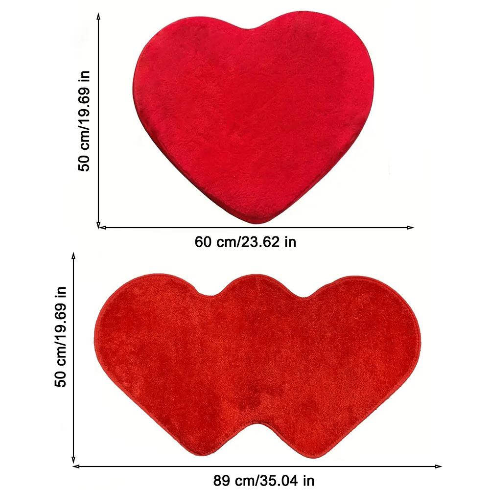 Red Love Heart Carpet Valentine's Day Double Heart Carpet Atmosphere Non-slip Living Room Bedro U9Q6