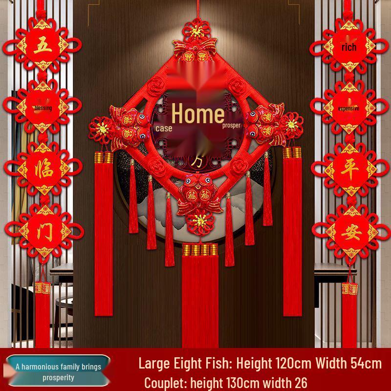 2025 High-End Chinese Knot Peace Fu Character Five Blessings Door Ornament for Living Room and Housewarming Decoration