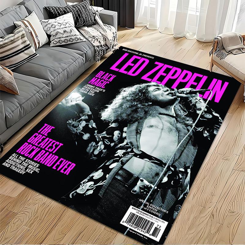 Led Zeppelin Print Carpet suitable as a non-slip mat for the living room or bedroom sofa