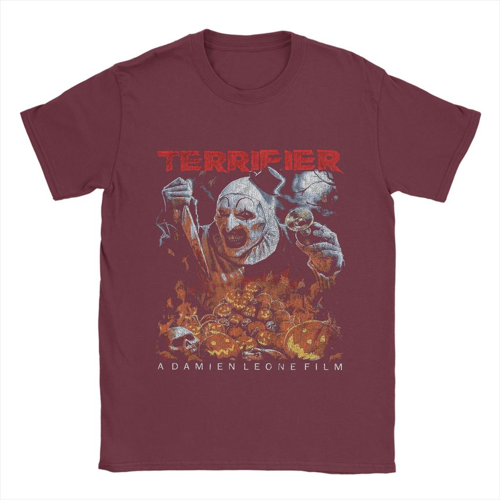 Men T-Shirt Terrifier  Vintage 100% Cotton Tees Short Sleeve Horror Movie T Shirts Round Neck Clothes Gift Idea