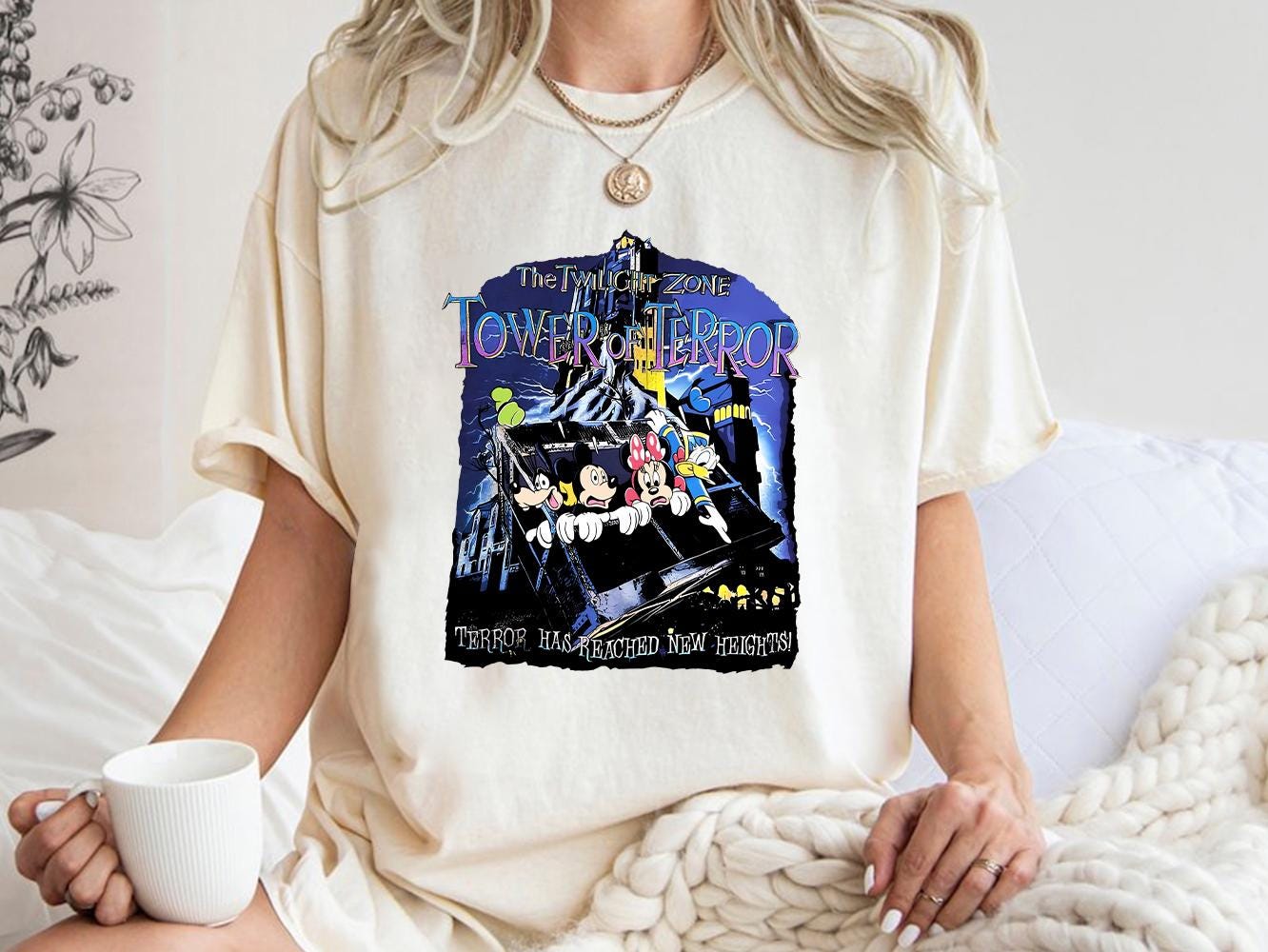 Retro Mickey  Friends Disney Tower Of Terror Tshirt Hollywood Studios Twilight Zone Tee Disney Rides Shirt S