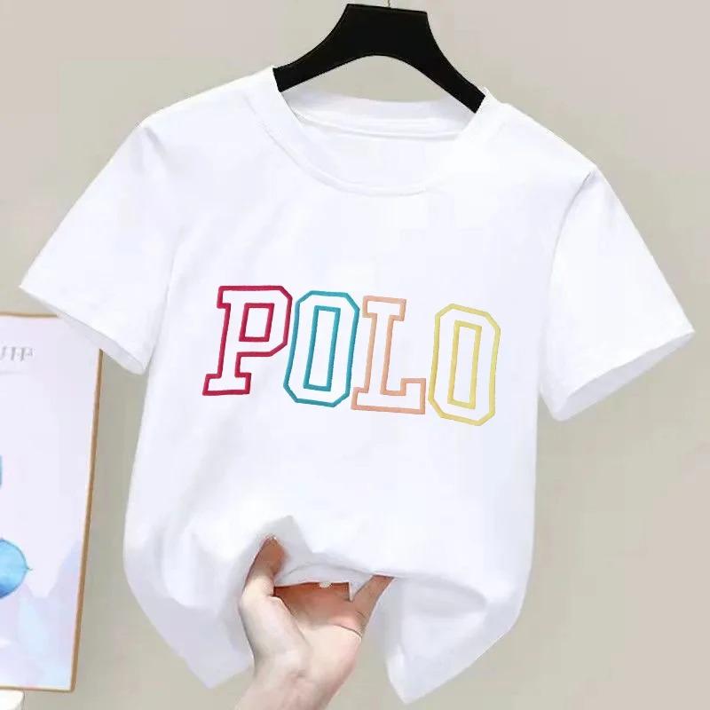 

2026 Summer Kids Korean Style Simple 100% Cotton T Shirt for Children Trendy Letter Printed Tees Girls Daily Casual Sweatshirts 110
