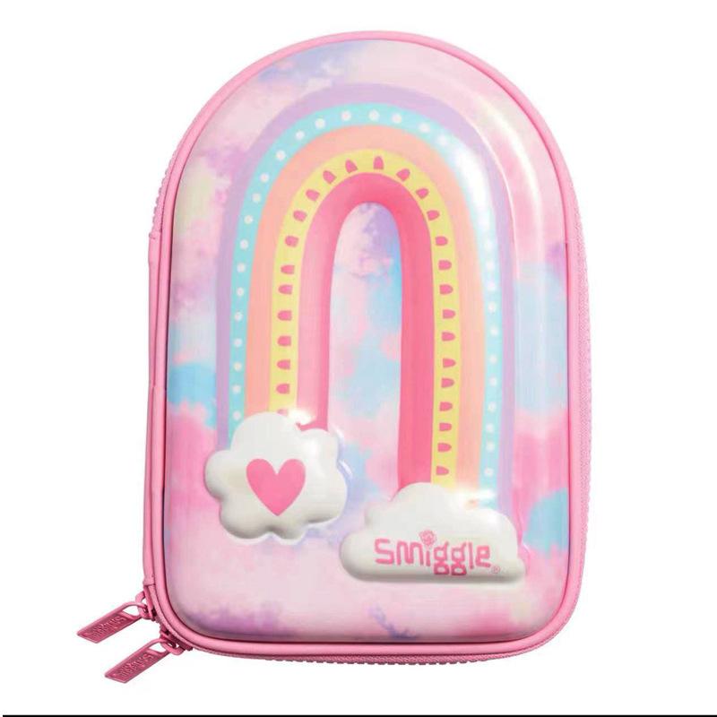 Smiggle Rainbow Pink Backpack Kids Large Capacity Pencil Case Outdoor School Bag for Students