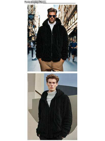 2024 Winter Double-sided Fleece Youth Hooded Sweatshirt - Men's Lambswool Pullover Jacket (Thickened)