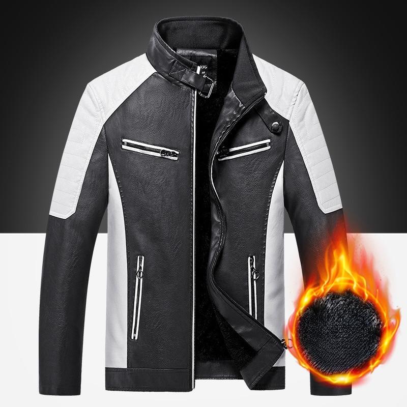 Herren Lederjacke Mode Spleiß Optik Trendige Herren Motorrad Lederjacke Frühling, Herbst und Winter Ganzjahres Modische Lederjacke für Herren